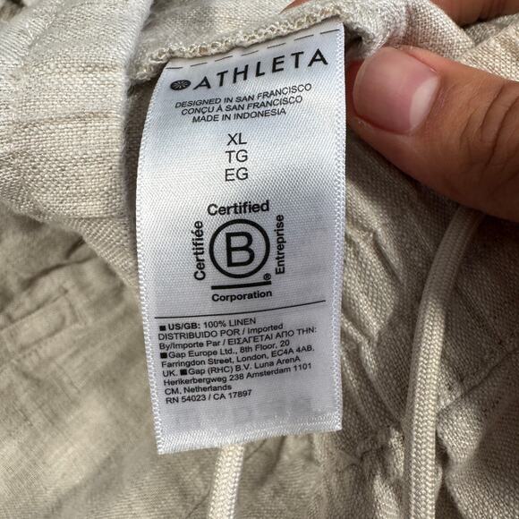 Athleta Retreat Linen Jogger Pants Womens XL Cream Lightweight Pockets - Picture 9 of 11